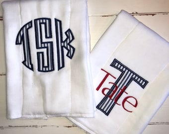 Monogrammed Burp Cloth - Burp cloth Set - Boy Baby Gift - Baby shower gift - baby gift - personalized gift