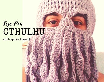 PATRÓN DE GANCHILLO Cthulhu pulpo calamar máscara sombrero boina gorro davy jones piratas monstruo marino tentáculos pasamontañas