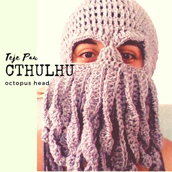 PATRÓN DE GANCHILLO Cthulhu pulpo calamar máscara sombrero boina gorro davy jones piratas monstruo marino tentáculos pasamontañas