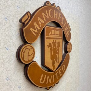 Manchester United Wood Logo With Free Engraving on Back - Etsy