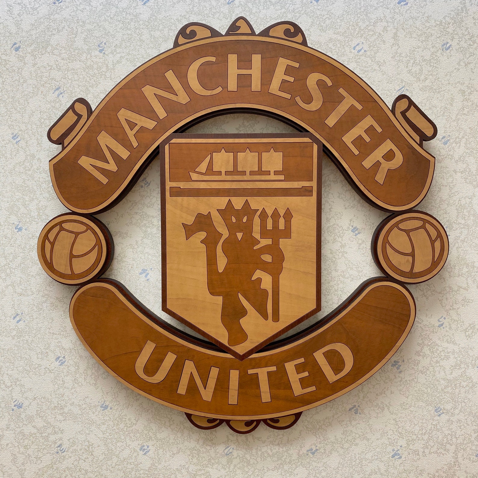 Manchester United Wood Logo With Free Engraving on Back Etsy