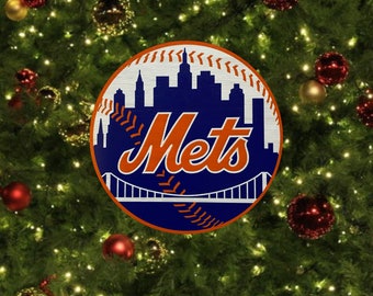 New York Mets 4 inch wood ornamagnet!! With free engraving and giftbox!