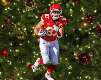 Awesome Travis Kelce 6 inch wooden ornament with free engraving and giftbox