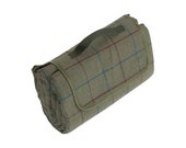 Green Tartan Tweed Picnic Blanket Coordinating with Green Tartan Picnic Hamper