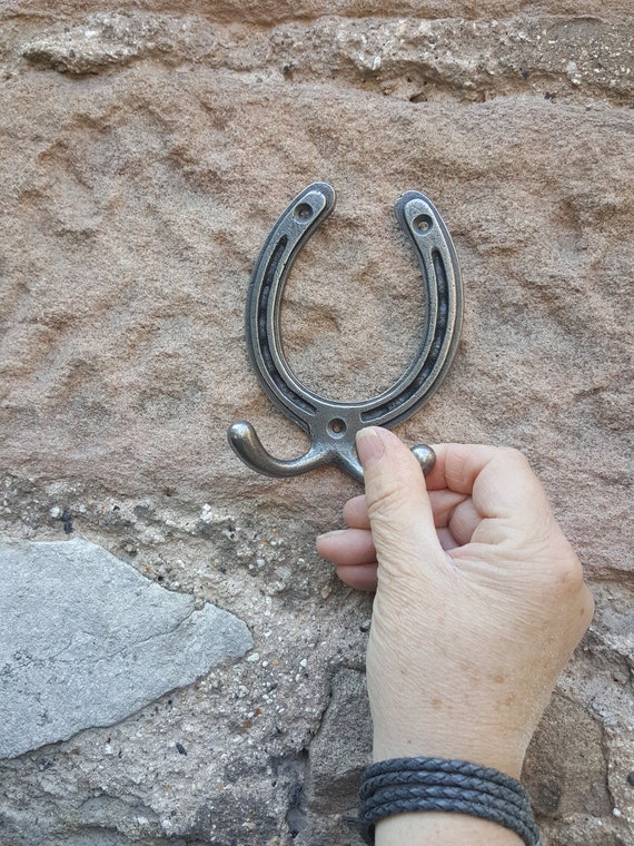 Horseshoe Hooks Double Cast Iron Western Cowboy Rustic Wall Decor