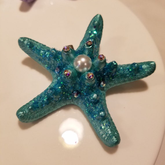 Aquamarine Crystal Starfish Hair Pin Etsy