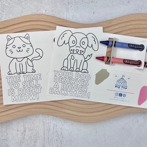 Kinderen Huisdier Open Huis Kleurkaart Onroerend goed Hond Thema Marketing Makelaar Kid Activiteitenblad Makelaar Marketing Hond Thema Dierenarts krijt