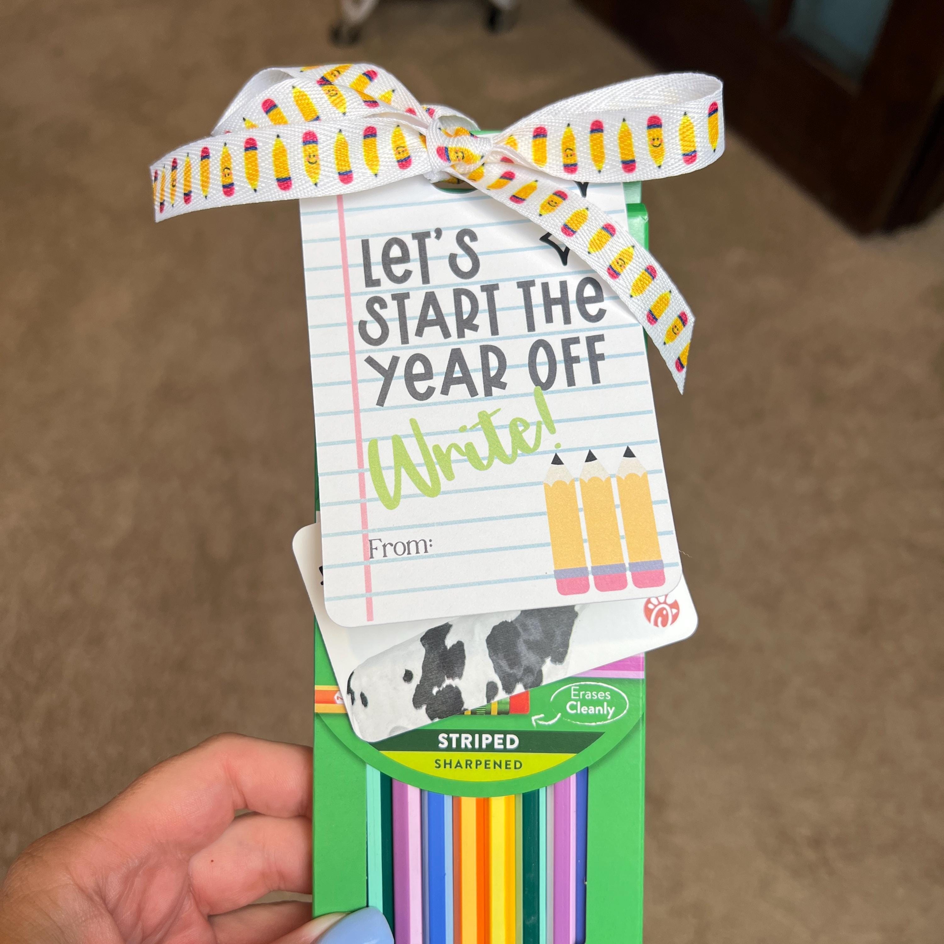 Teacher Gift Tag Back School Appreciation Card Pencil Attach Thank You ...