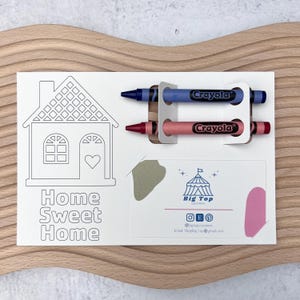 Realtor Coloring Card Home Sweet Activity Open House Kids Entertainment Client Family Friendly Marketing Material Design Apartment Real