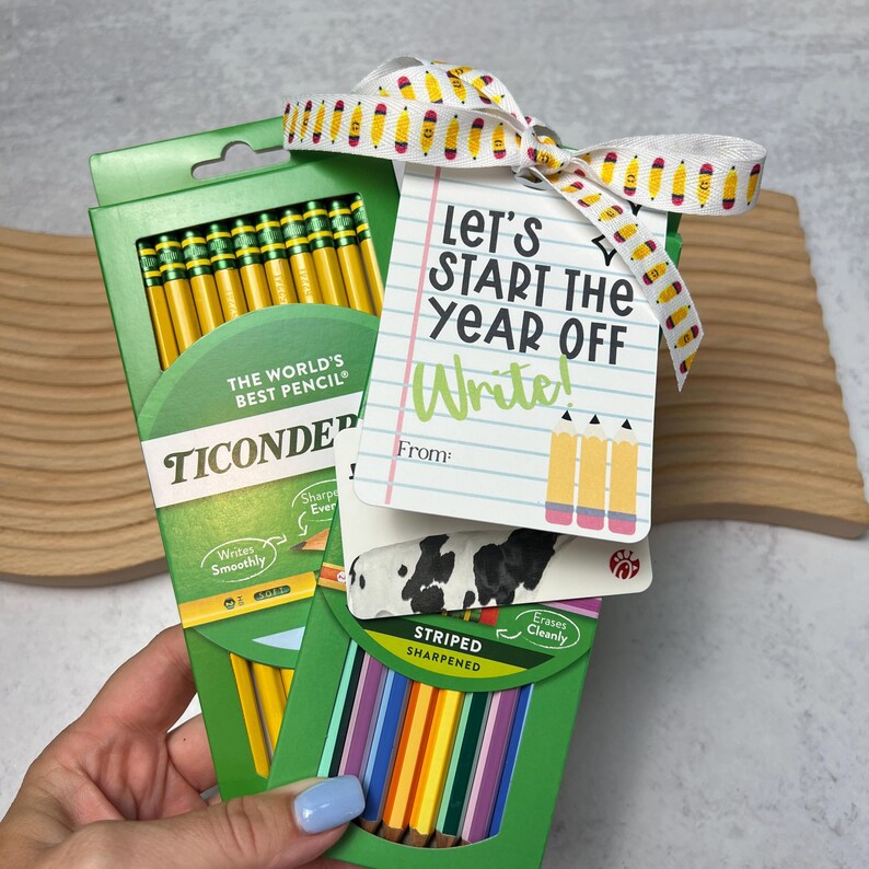 Teacher Gift Tag Back School Appreciation Card Pencil Attach Thank You ...