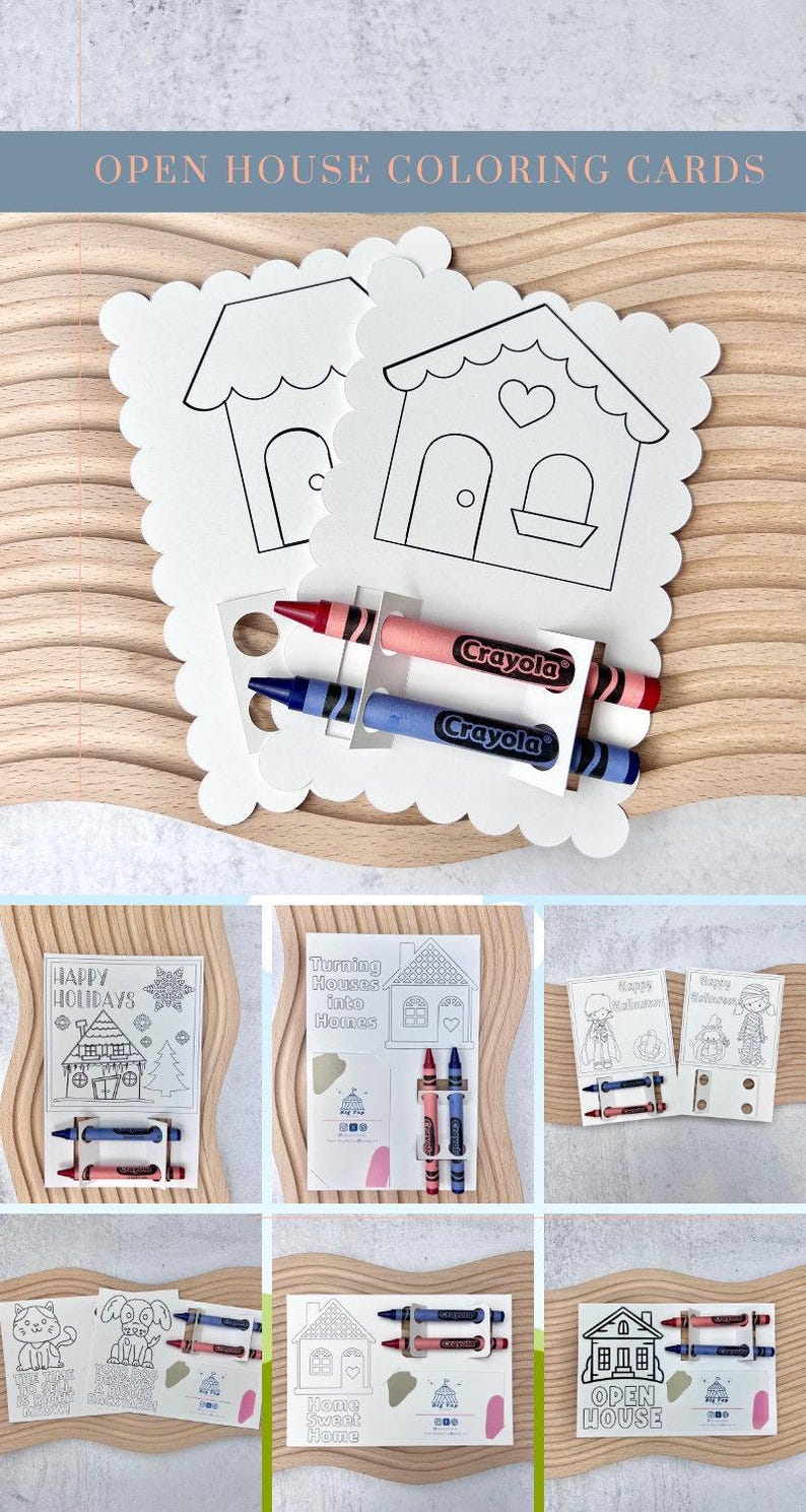 Real Estate Professional Coloring Card Kid Entertainment Kit Children Activity Sheet Marketing Tool Business Promotion Material Open House Supply Client Engagement Solution Property Showing Assistant Professional Presentation Cards Home