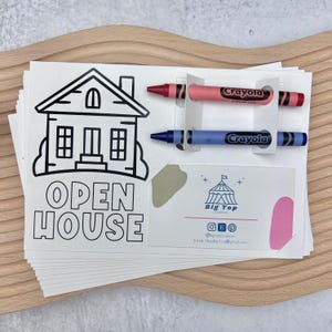 Child Entertainment Coloring Page Open House Activity Card Kids Viewing Game Property Visit Distraction Real Estate Agent Tool Marketing Material Printable Resource Family Friendly Design House Themed Artwork Broker Business Promotion