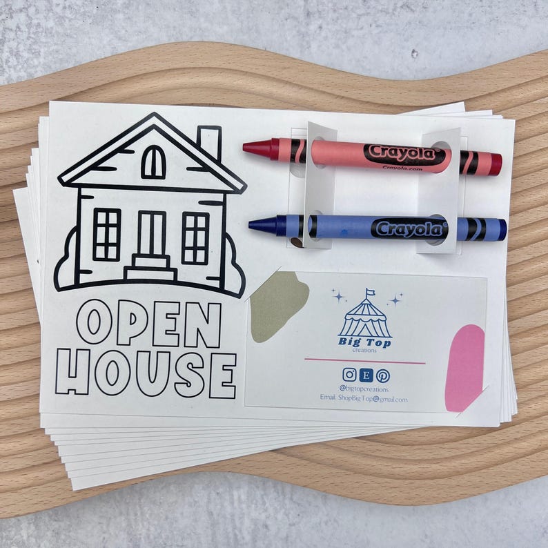 Child Entertainment Coloring Page Open House Activity Card Kids Viewing Game Property Visit Distraction Real Estate Agent Tool Marketing Material Printable Resource Family Friendly Design House Themed Artwork Broker Business Promotion