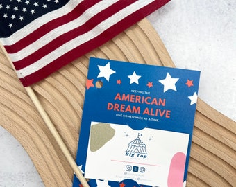 Realtor Referral July 4th Pop By Tag Real Estate American Dream Pop By American Flag Realtor Giveaway Client appreciation Summer pop by
