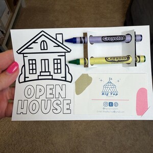 Open House Coloring Card Realtor Marketing Tool Broker Business Promotion Material Child Entertainment giveaway Activity Viewing Game Kids image 3