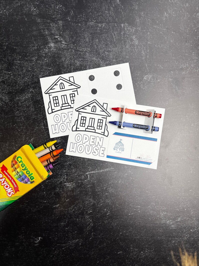 Open House Coloring Card Realtor Marketing Tool Broker Business Promotion Material Child Entertainment giveaway Activity Viewing Game Kids image 6