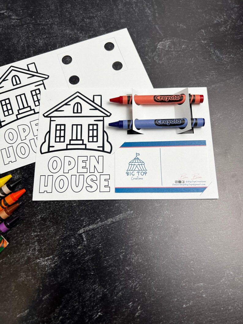 Open House Coloring Card Realtor Marketing Tool Broker Business Promotion Material Child Entertainment giveaway Activity Viewing Game Kids image 7