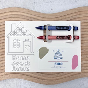Biglietto da colorare Open House Scheda attività Home Sweet Home Omaggio immobiliare Marketing per agenti immobiliari Mutuo Omaggio Open House Business