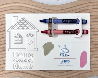 Open House Coloring Card Home Sweet Home Activity Card Real Estate Giveaway Realtor Marketing Mortgage Open House Giveaway Business