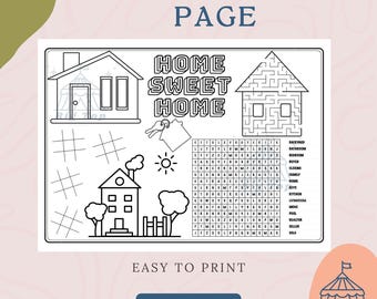 Dibujo para colorear de agente inmobiliario: Jornada de puertas abiertas. Actividad infantil imprimible. Descarga digital. Decoración para el hogar. Regalo de agradecimiento para clientes.