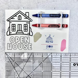 Realtor Branded Coloring Card Open House Marketing Material Professional Agent Promotion Tool Business Card Alternative Property Viewing Activity Child Entertainment Resource Printable Design House Themed Artwork Family Friendly Giveaway