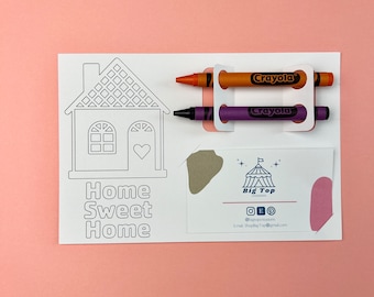 Bulk Home Sweet Home Kids Coloring Card Open House Realtor Giveaway Kids Activity Card Real Estate Marketing Gift Open House coloring page