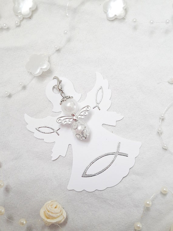 10 SCHUTZENGEL WEISS FEE HOCHZEIT TAUFE KOMMUNION ANHÄNGER ENGEL GESCHENK #