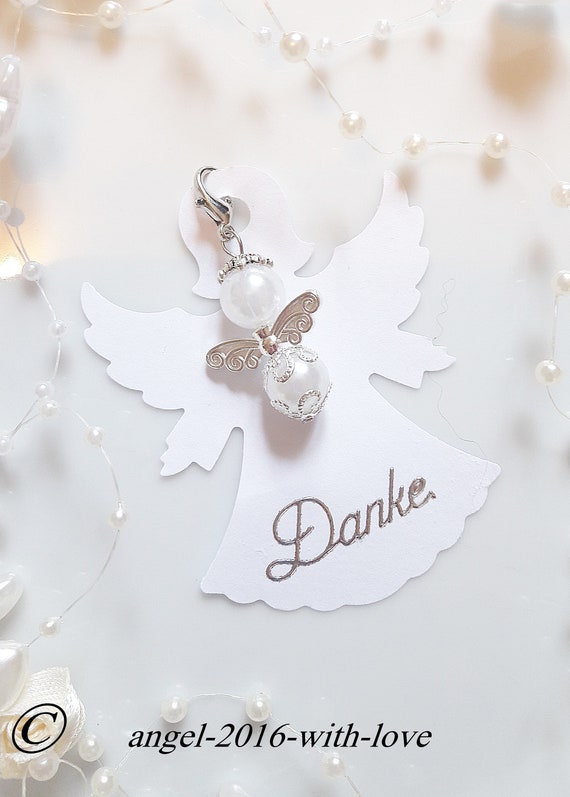 15 Engel Karte Schutzengel Danke Tischdekoration Hochzeit Gatgeschenke Tischkarten Firmung Perlenengel Taufe Kommunion Nikolaus Weihnachten - 