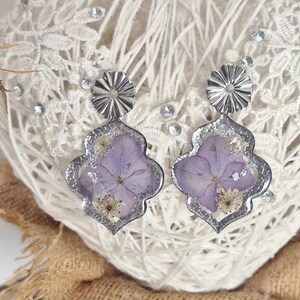 Schmuck - ERMIONE - Ohrringe - Wilde Möhre, Hortensie und Silberblatt