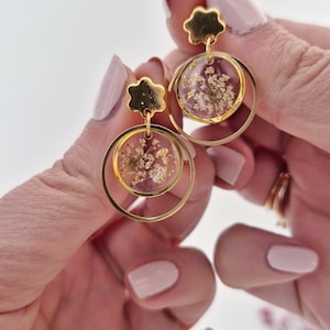 Jewelry - ERMIONE - earrings - wild carrot and gold leaf