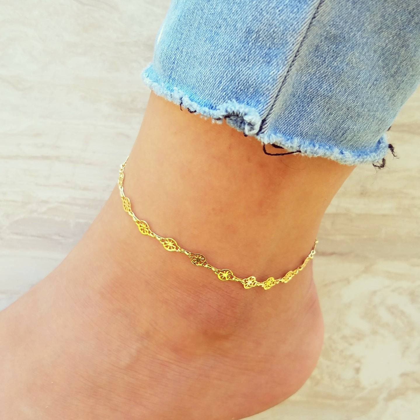 Gold Anklet Bracelet Anklets for Women Layered Anklet Rose Etsy