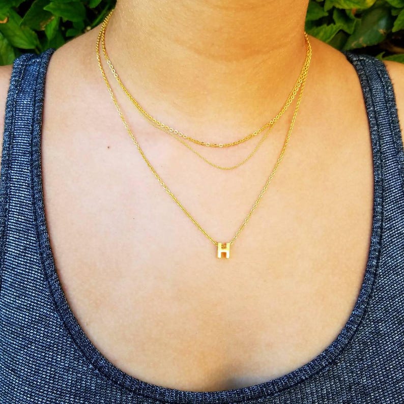 Initial Choker Christmas gift for friend Initial Necklace or Rose Gold Silver Layered Letter Necklace Monogram Necklace Gold
