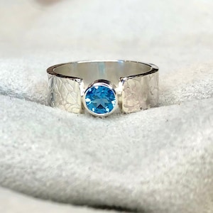 Genuine Blue Topaz Ring, Swiss Blue Topaz Engagement Ring, Wedding Ring, Custom Size Rings, Gift for Her, Personalized Gift, Chanukah Gift