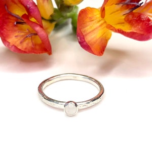 Moonstone Solitaire Ring, Natural Moonstone Ring, Pinky Ring, Slim Stacking Rings, Special Gift for Mom, Birthstone Jewelry, Made to Order