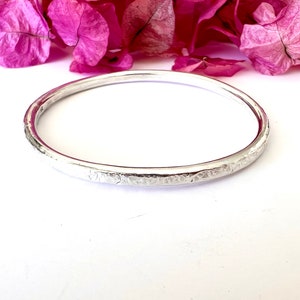 THICK Sterling Silver Bangle, Round Bangle Bracelet, Unisex Jewelry, Heaviest Textured Bangle, 6mm Bangle, Custom Bangles, Special Gift Idea