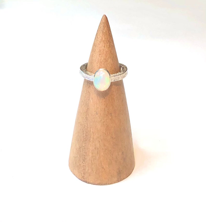 Solitaire Ring Graduation Ring Girlfriend Gift Sterling Silver Textured Opal Ring Ethiopian Opal Ring Square Ring Band