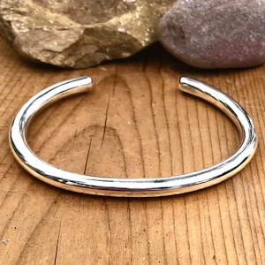 Thick Sterling Silver Cuff Bracelet, Men's Heavy Silver Bracelet, Gift for Boyfriend, Solid Silver Cuff, Personalized Gift, 5mm Thick