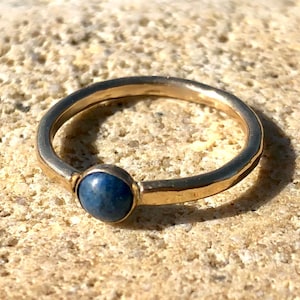 Lapis and Gold Ring, Blue Lapis Lazuli Minimalist Gemstone Ring, Unique Gem Ring, Stacking Ring, Birthstone Ring, Slim Gold Ring, Ring Gift