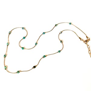 Minimalist Gold and Turquoise Necklace,  Layering Necklace, Dainty Gemstone Necklace, Girlfriend Gift, Handmade Jewelry, Unique Gift for Her