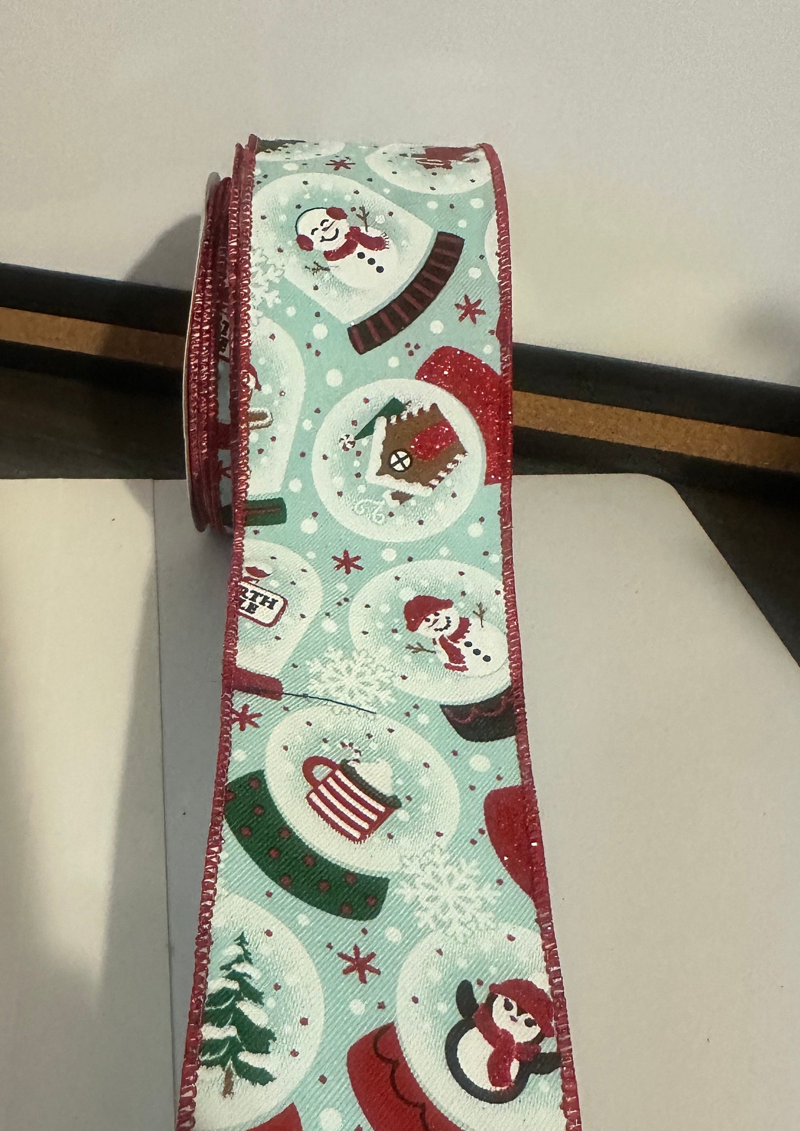 Snow Globe Wired Ribbon, Ribbon for Bows, 2.5” Wide Holiday Ribbon, 10 ...