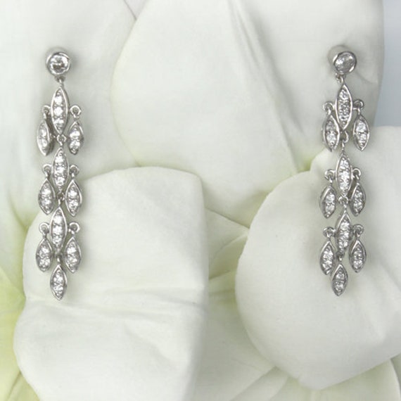 Sterling Silver Narrow Chandelier Cubic Zirconia Earrings Hong Kong Sterling Silver Narrow Chandelier Cubic, Sterling Silver And Cz Chandelier Earrings