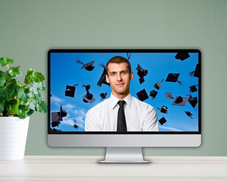 Digital Graduation Zoom Background, Zoom, Skype, Google Meet, Graduation Caps Etsy