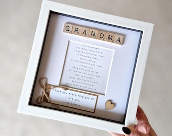 Personalised Grandma box frame. Thank you gifts for Grandparents. Mothers day present for Nannie