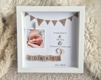 Personalized Baby Scrabble Art Frame: New Baby Keepsake