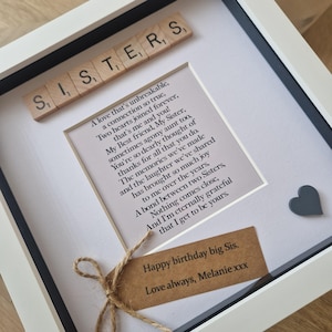 Heart warming Sister Gifts - Thank You Gift for Sister Poem - Thoughtful Sister Birthday Present, Framed Sister Gift