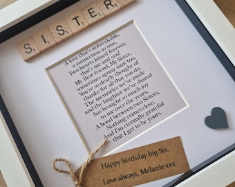 Heart warming Sister Gifts - Thank You Gift for Sister Poem - Thoughtful Sister Birthday Present, Framed Sister Gift