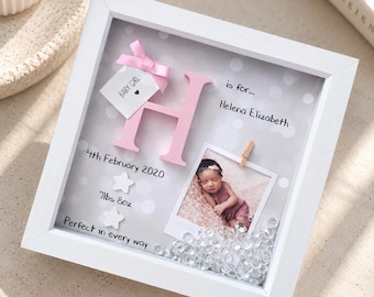 Baby Girl Gift Newborn, Baby Boy New arrival frame, Personalised Name Print nursery 1st birthday.