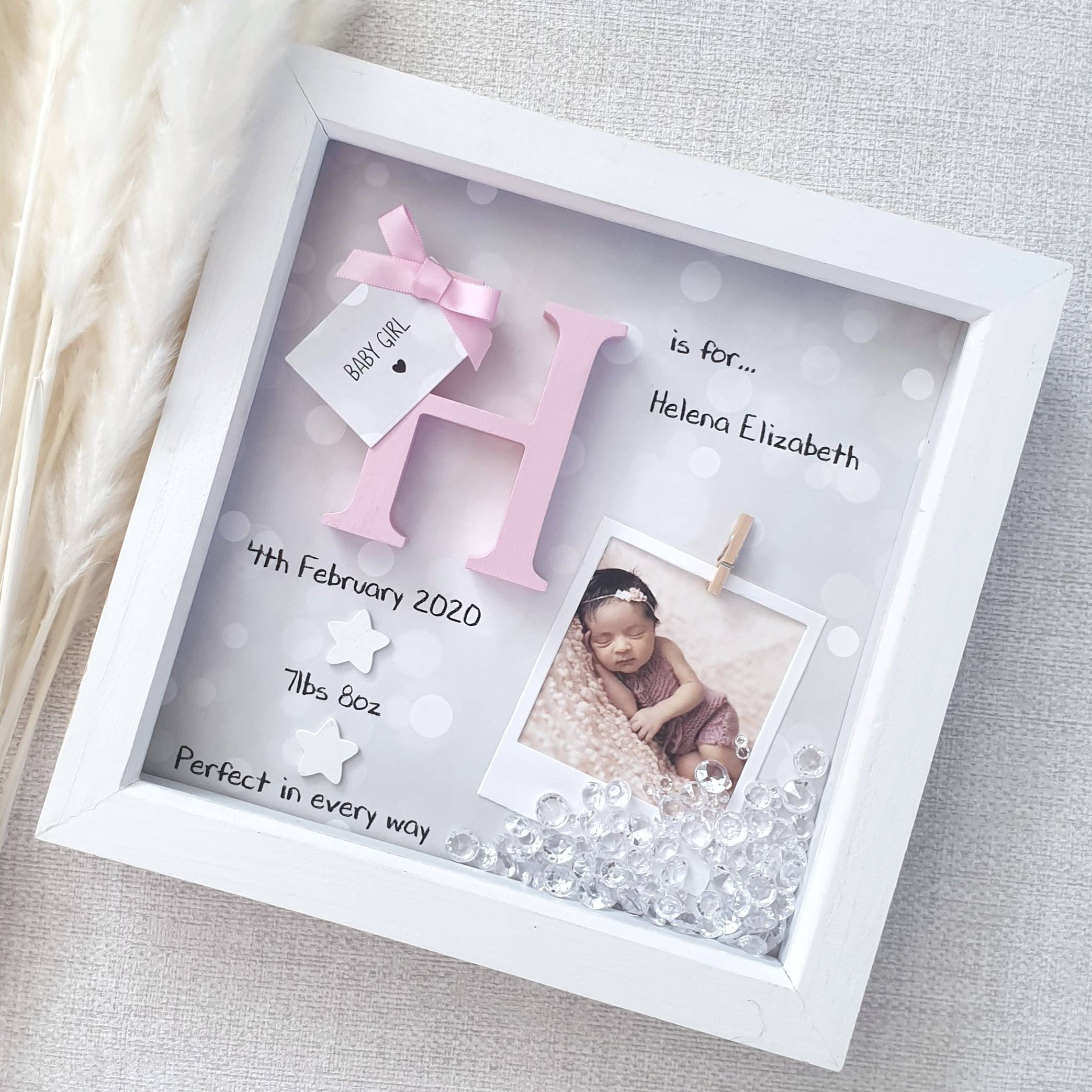 Baby Girl Gift, Baby Boy Frame, New Baby Gift, Gift for Newborn , 1st  Birthday, Personalised Name Print, Girls Nursery Print, New Arrival 