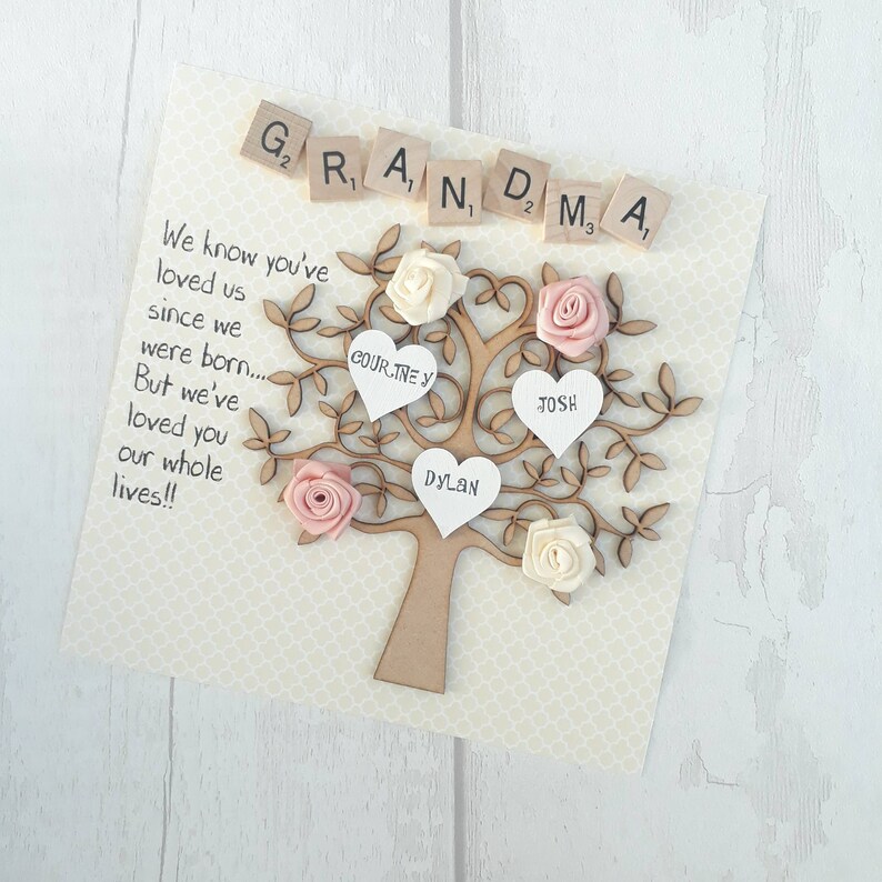 Personalised Family Tree Grandma Frame Gift For Granny