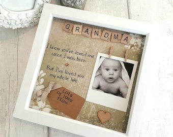 Personalized Grandma Scrabble Art Frame: Photo Gift for Mother's Day